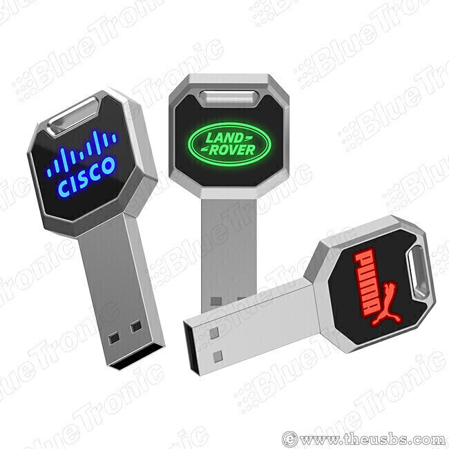 Metal Key shape USB with LED logo